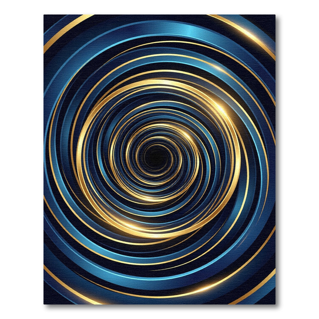 Luminous Golden Blue Abstract Vortex Rug