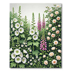 Whimsical Garden Bloom Rose Hollyhock Rug