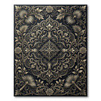 Ornate Golden Floral Scrollwork Rug