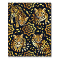 Golden Jaguar Medallion Animal Print Rug
