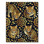 Golden Jaguar Medallion Animal Print Rug