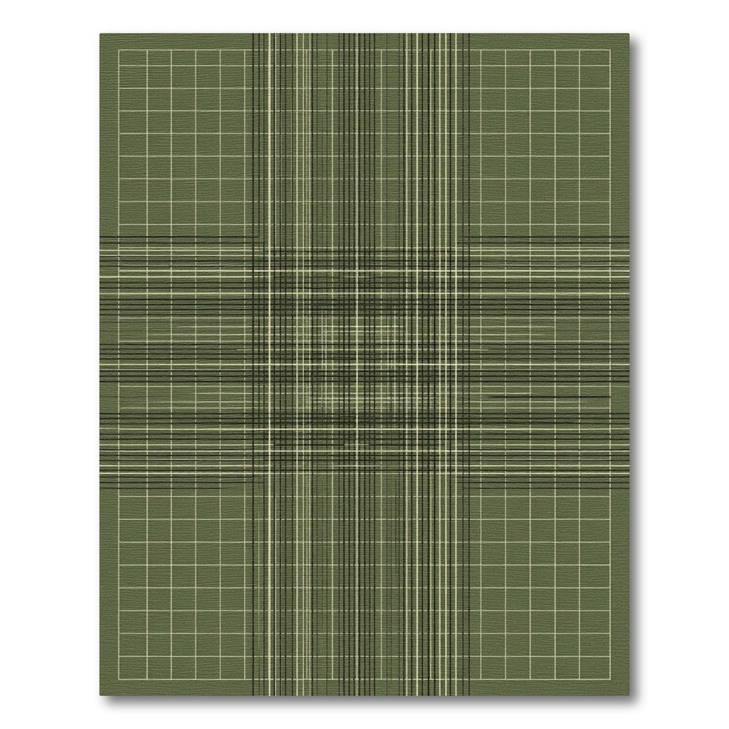 Olive Green Grid Stripe Composition Rug