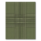 Olive Green Grid Stripe Composition Rug
