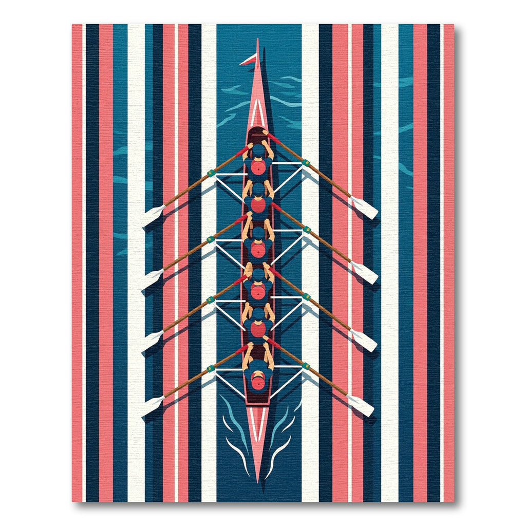 Red Blue White Striped Rowing Crew Rug