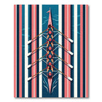 Red Blue White Striped Rowing Crew Rug
