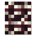 Burgundy Cream Gray Checkered Squares Rug
