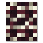 Burgundy Cream Gray Checkered Squares Rug