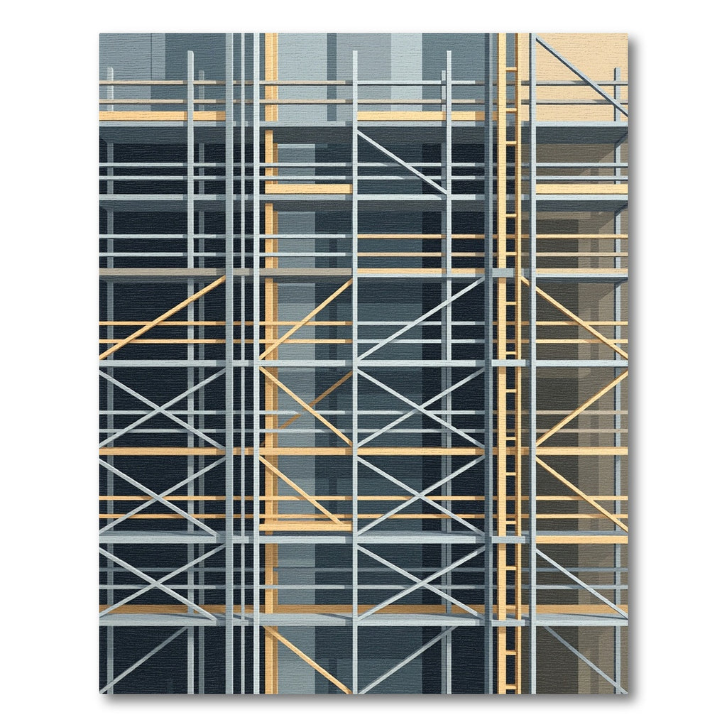Industrial Grid Yellow Steel Structure Rug