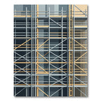 Industrial Grid Yellow Steel Structure Rug