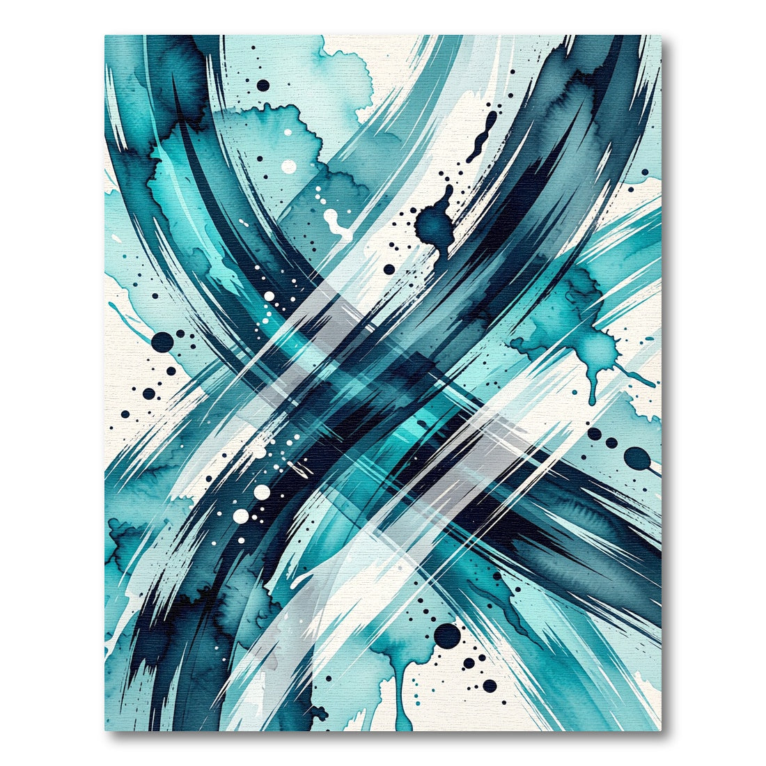 Abstract Teal Blue Ink Swirl Rug