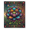 Vibrant Lotus Pomegranate Art Nouveau Medallion Rug