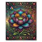 Vibrant Lotus Pomegranate Art Nouveau Medallion Rug
