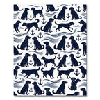 Coastal Navy Black Labrador Anchor Art Rug