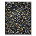 Midnight Black Floral Garden Rug