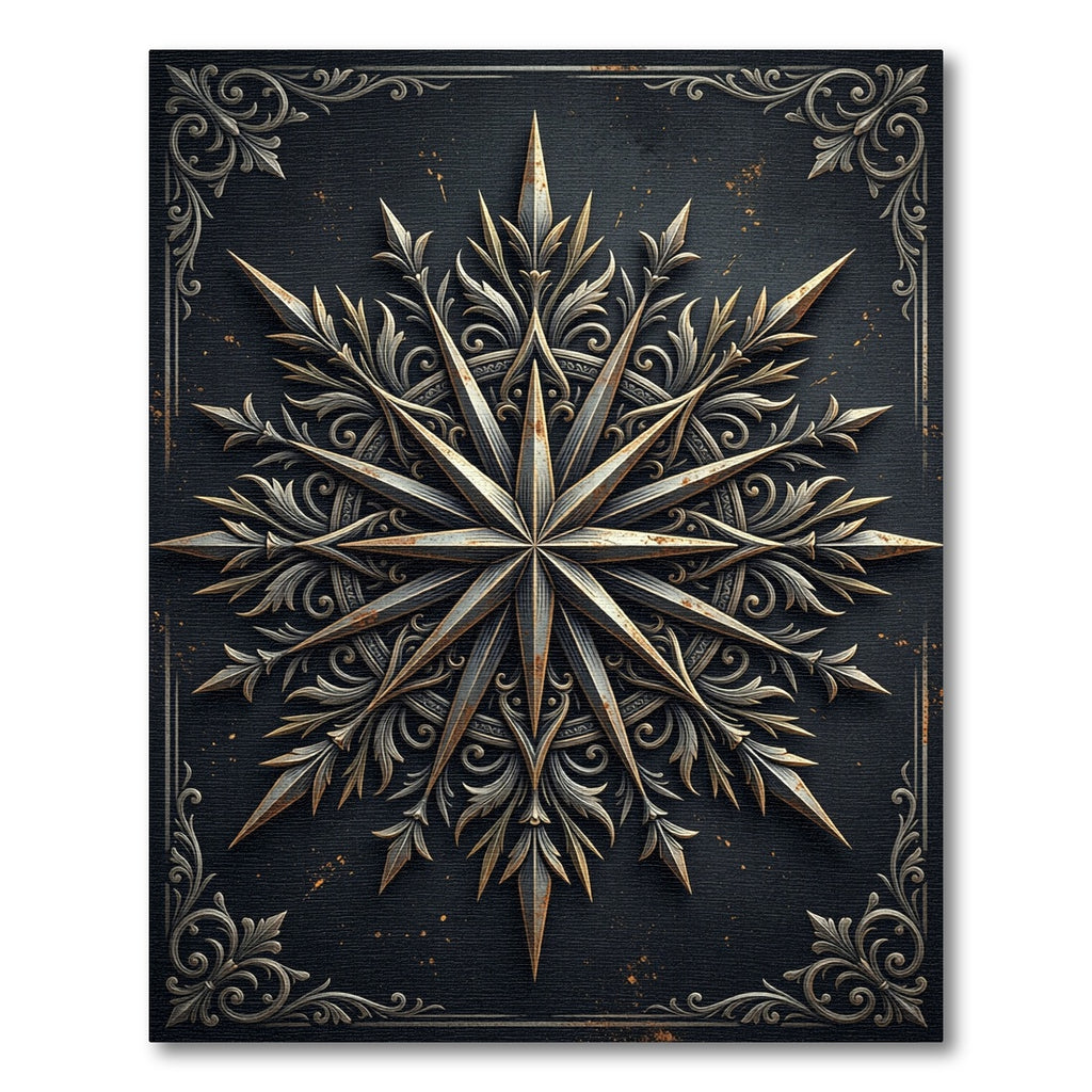 Gothic Bronze Compass Star Medallion Rug