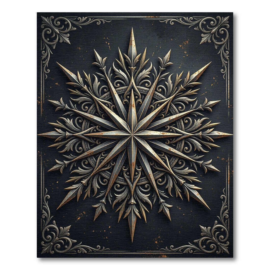 Gothic Bronze Compass Star Medallion Rug
