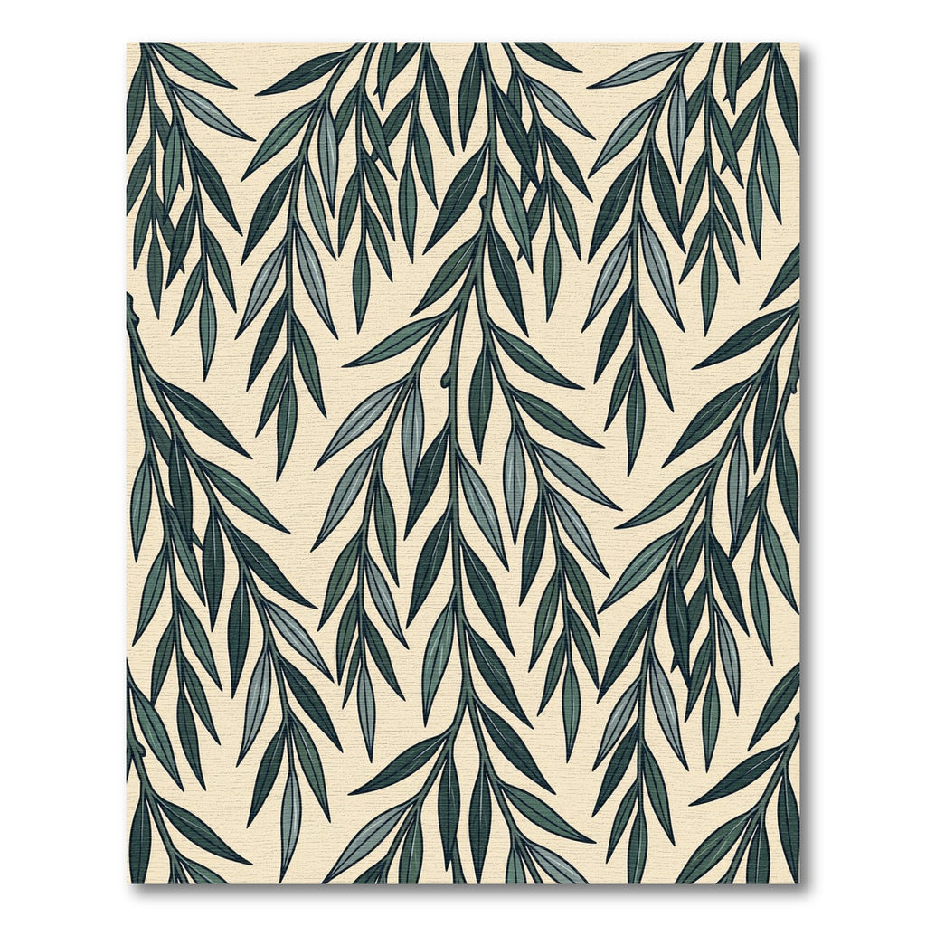 Elegant Willow Leaf Sage Botanical Rug