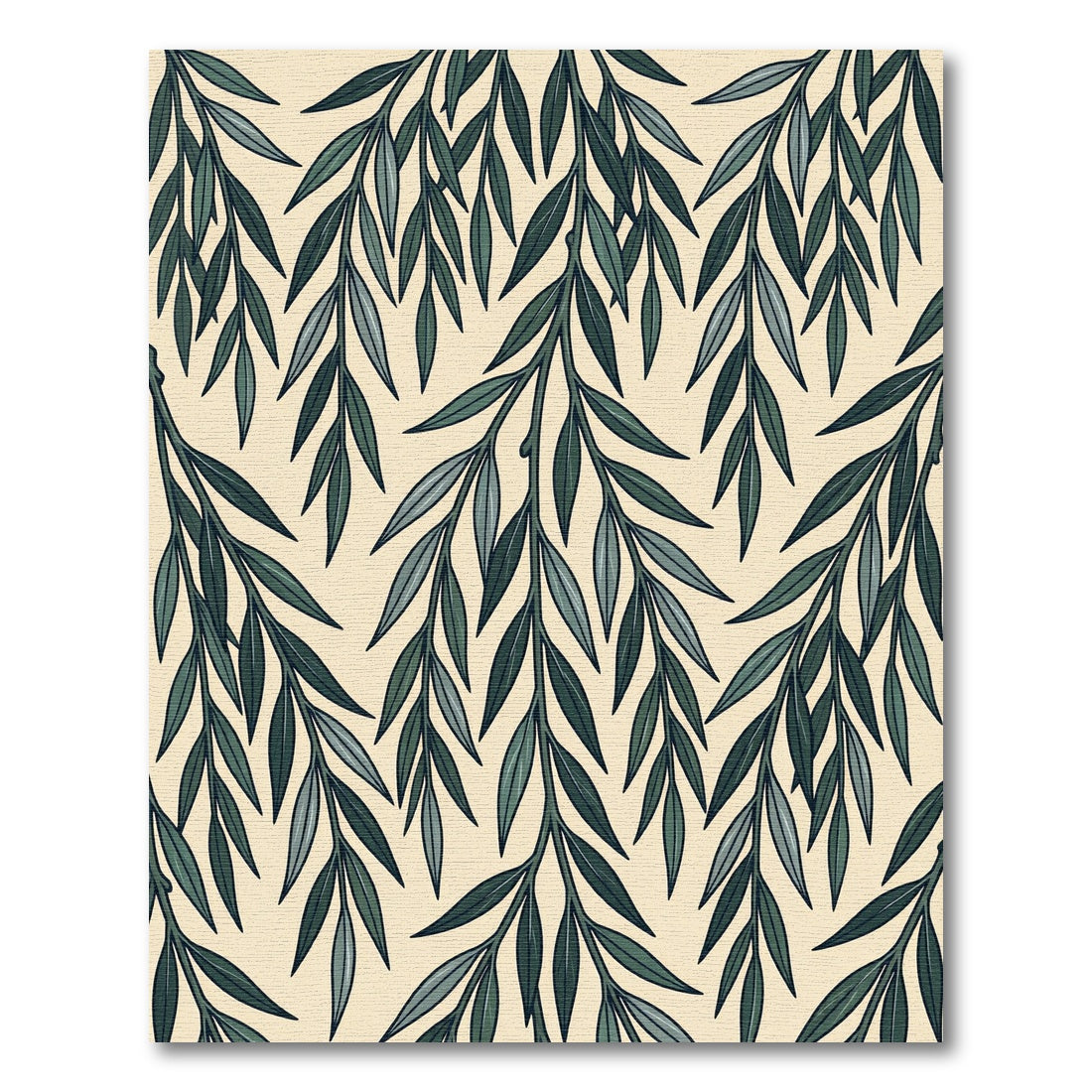 Elegant Willow Leaf Sage Botanical Rug