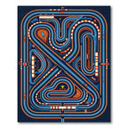Mid-Century Abstract Racing Track Illustration Rug
