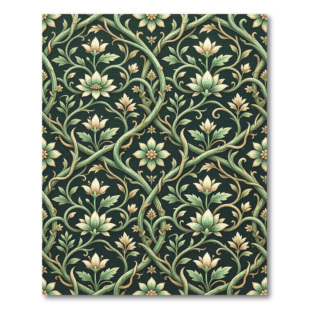 Emerald Botanical Vine Floral Flourish Rug