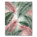 Vibrant Pink and Green Tropical Foliage Rug