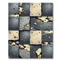 Industrial Concrete Fragment Grid Black Gold Rug