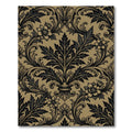 Vintage Golden Black Acanthus Floral Scroll Rug