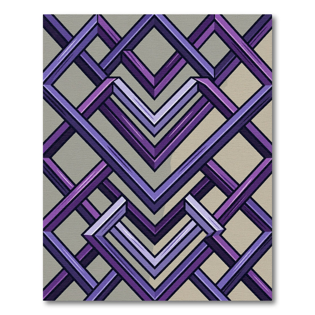 Geometric Violet Interlocking Chevron Abyss Rug