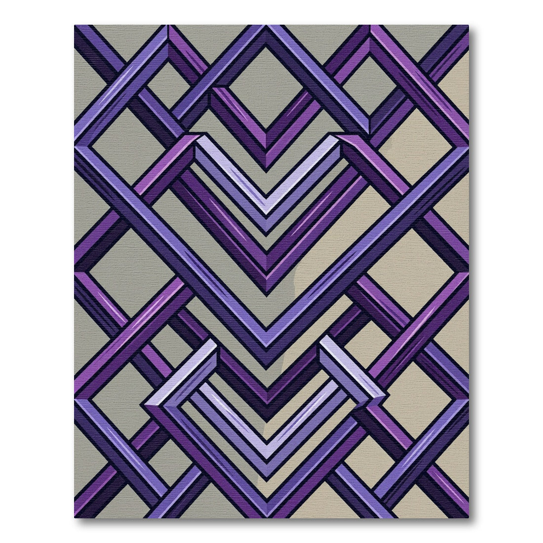 Geometric Violet Interlocking Chevron Abyss Rug