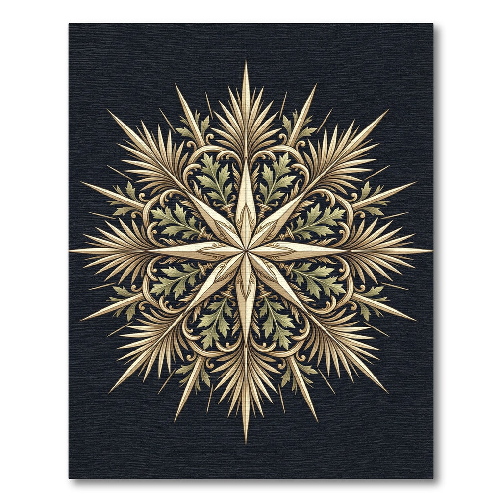 Golden Art Deco Foliage Star Medallion Rug