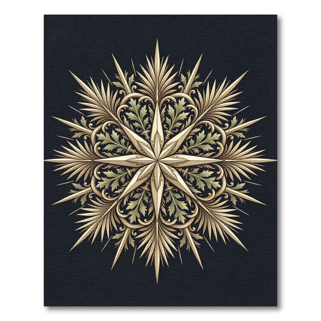Golden Art Deco Foliage Star Medallion Rug