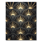 Art Deco Sunburst Fans Gold Black Rug