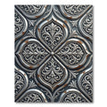 Ornate Silver Victorian Filigree Damask Rug