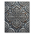 Ornate Silver Victorian Filigree Damask Rug