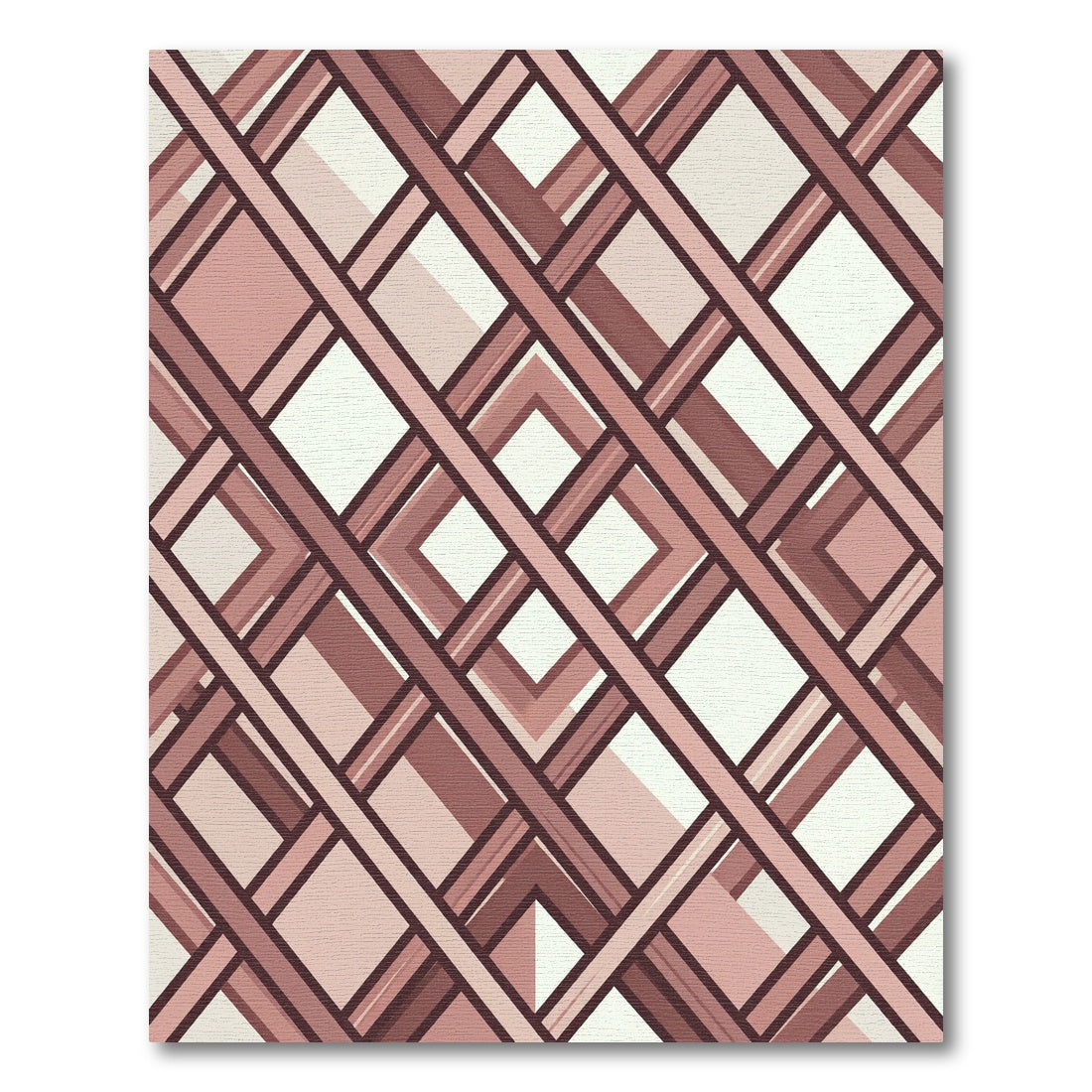 Modern Dusty Rose Lattice Geometric Rug