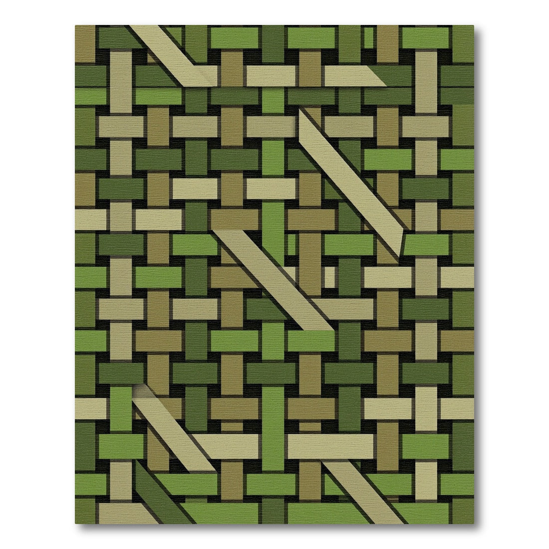 Earthy Olive Geometric Woven Lattice Rug