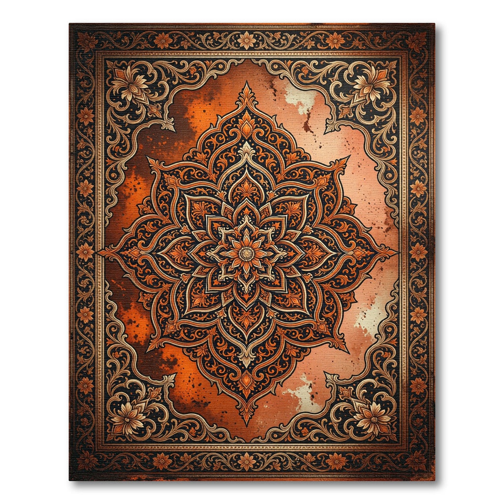 Intricate Burnt Orange Radiant Mandala Rug