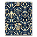 Art Deco Navy Shell Fan Rug