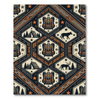 Geometric Hexagonal Adventure Camping Icon Rug