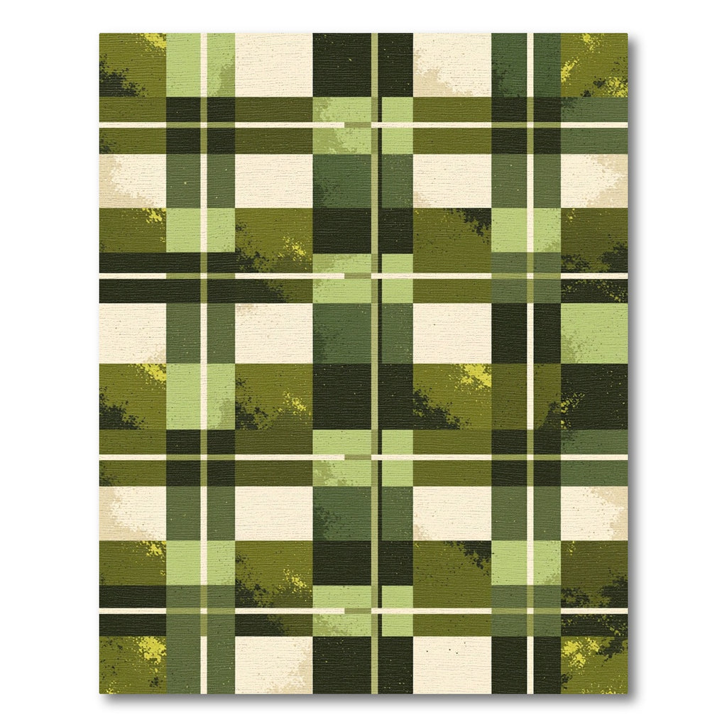 Green Plaid Speckled Block Rug