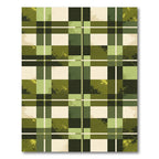 Green Plaid Speckled Block Rug