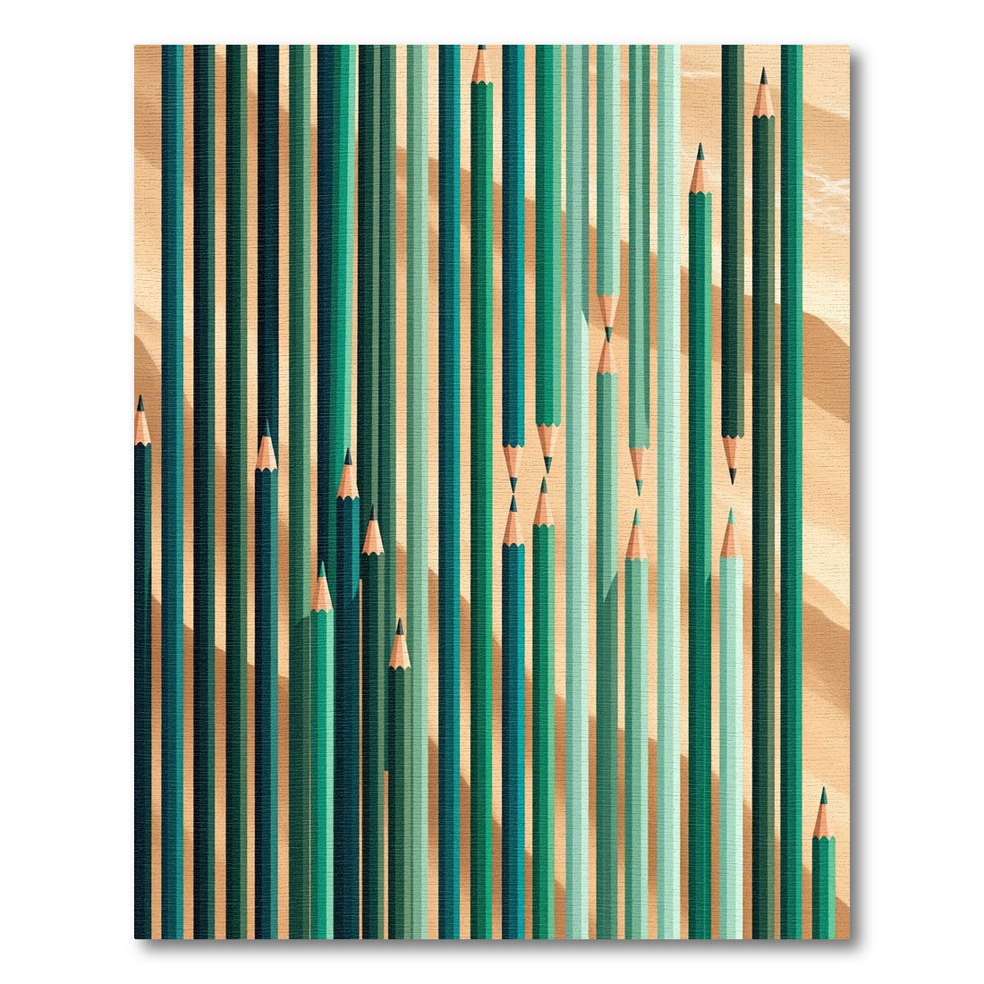 Modern Forest Green Abstract Pencil Stripe Rug