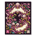Ornate Pink Seashell Baroque Swirls Rug