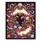 Ornate Pink Seashell Baroque Swirls Rug