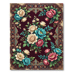 Vintage Crimson Floral Rose Abundance Rug