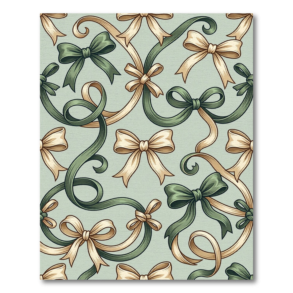 Elegant Sage and Cream Ribbon Garland Rug
