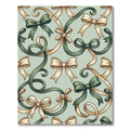 Elegant Sage and Cream Ribbon Garland Rug