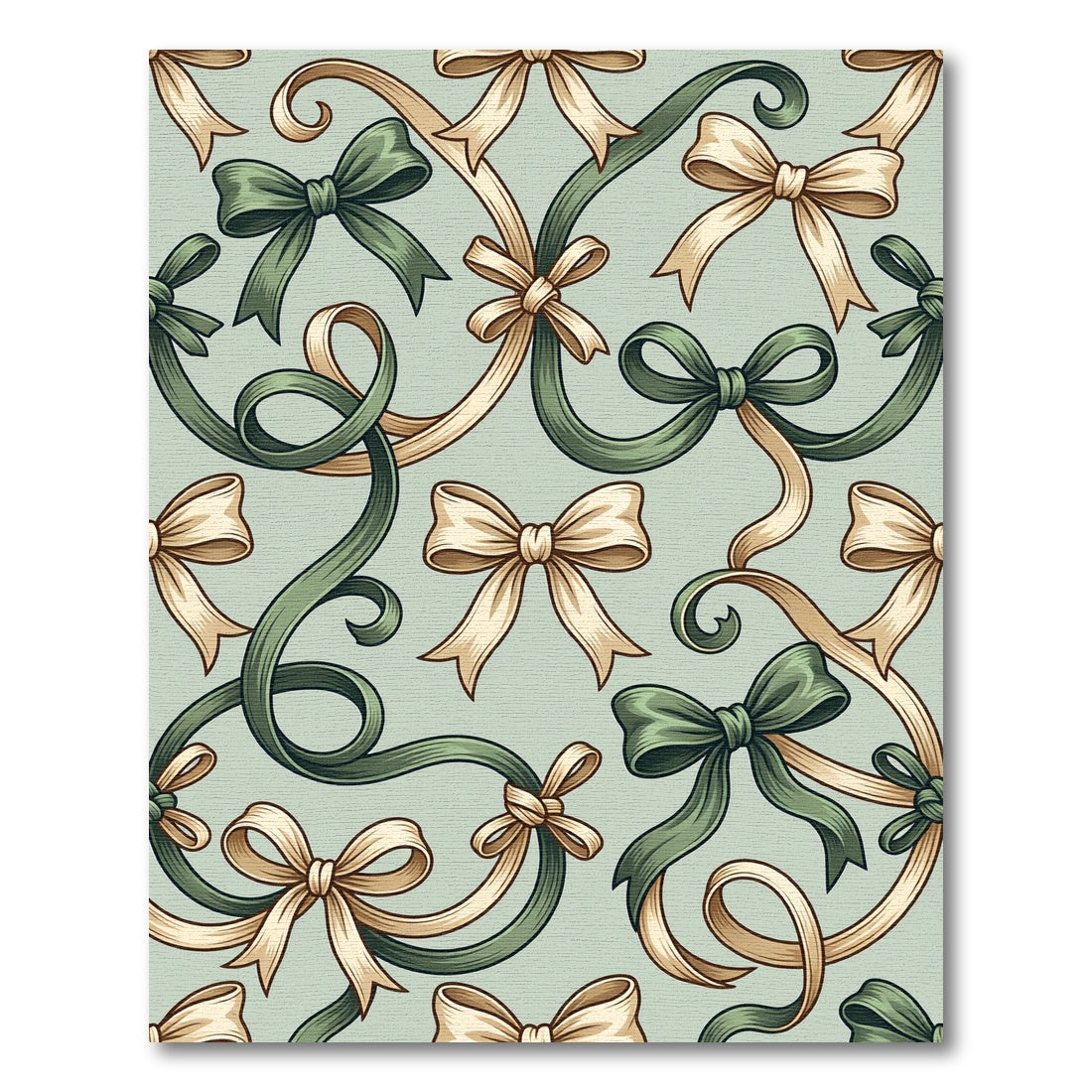 Elegant Sage and Cream Ribbon Garland Rug
