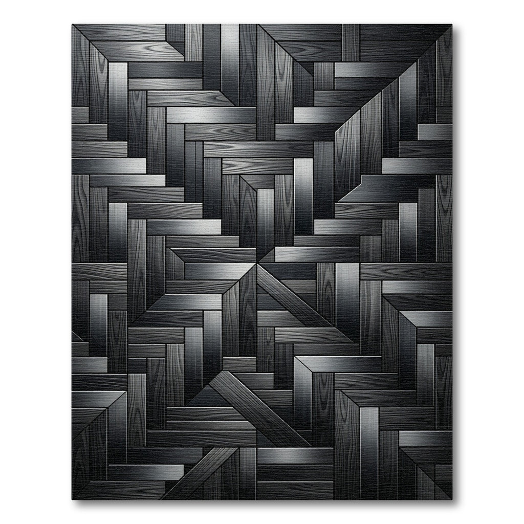 Dark Wood Geometric Parquet Rug