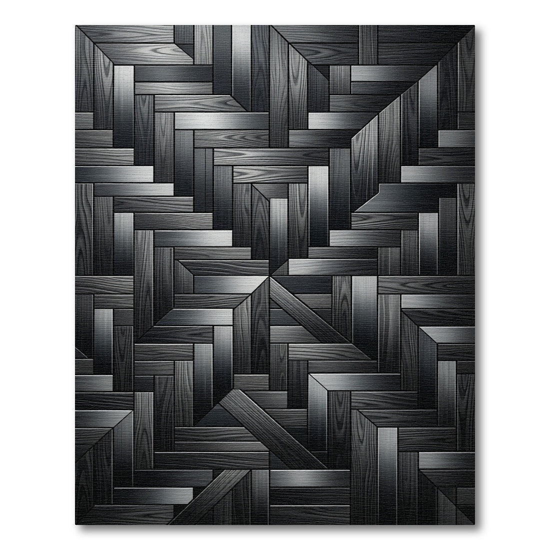 Dark Wood Geometric Parquet Rug